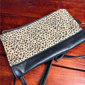 Joy Susan Leopard and Black PU Crossbody Bag